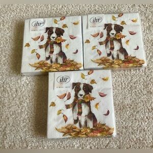 NWT 3 Packs Fun Fall Dog Theme Cocktail Napkins